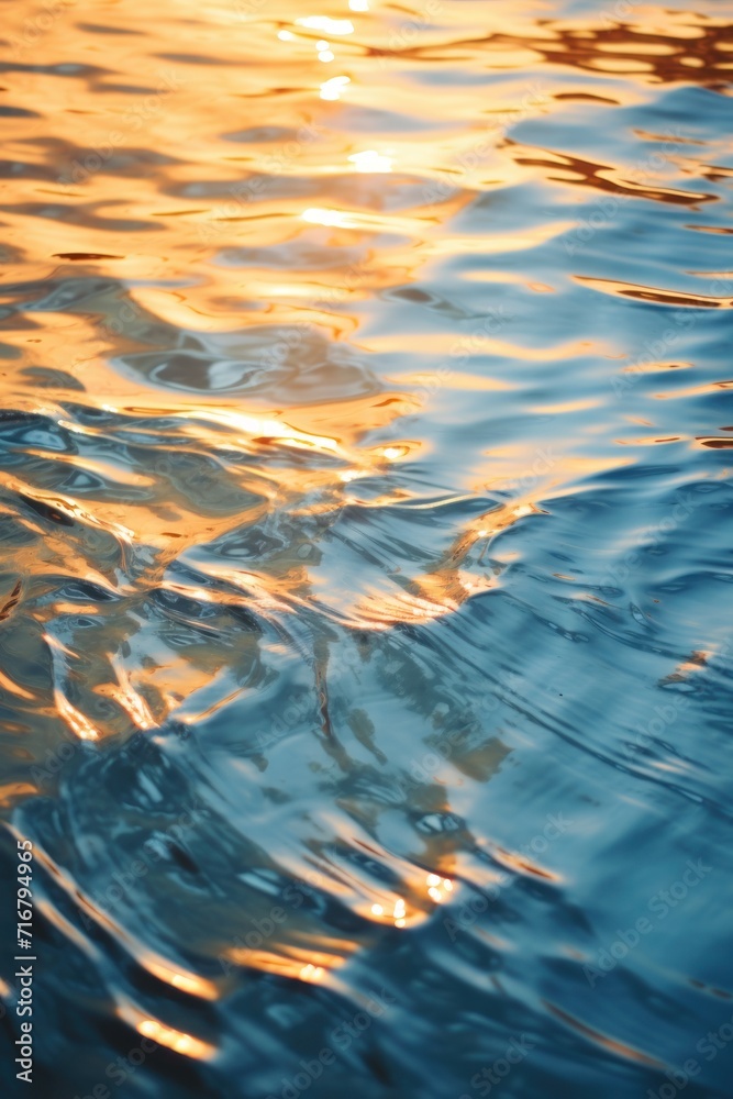 Sunlight dancing on water creating golden ripples Sunlight dancing on water creating golden ripples