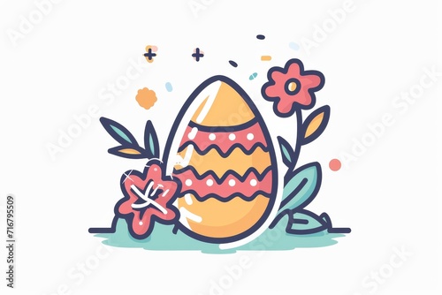 A whimsical illustration of a cheerful egg adorned with colorful flowers, evoking a sense of playful nostalgia through its charming cartoon style and artful detailing