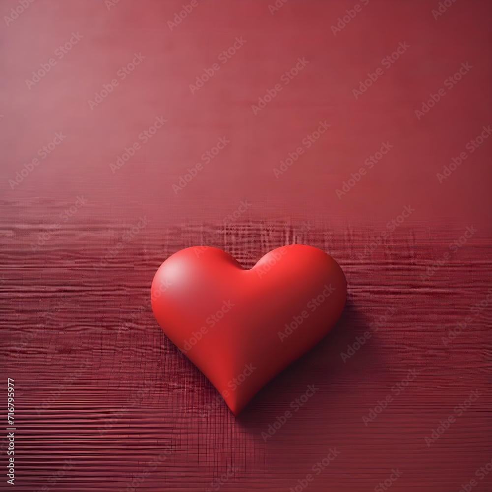 Fototapeta premium Close up of yoga mat with red 3d heart symbol on it for Fitness gym advertising and valentine with copy space for text 