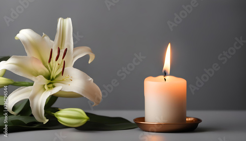 spa still life with lily and candles