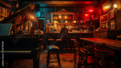 Vintage jazz bar music club interior