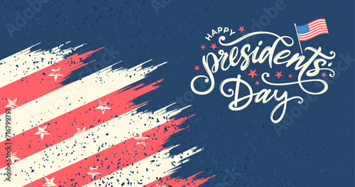 Presidents day banner, background, clipart, logo, vector, graphic, text, lettering for Presidents day flyer, sale banner, sign, web, social media post with American flag, US