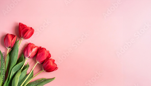 A collection of vibrant red tulips against a soft pink backdrop with tulips at varying stages of bloom  perfect for romantic occasions or elegant designs  spring themes  invitations or decor.