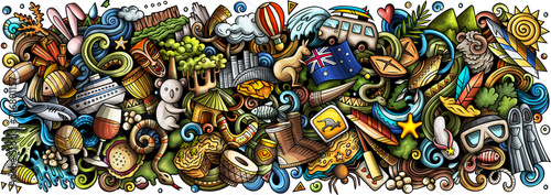 Australia doodle cartoon banner design
