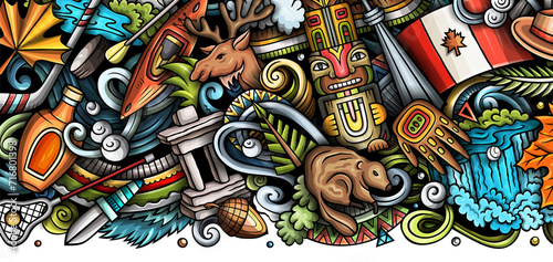 Cartoon doodle Canada banner design photo