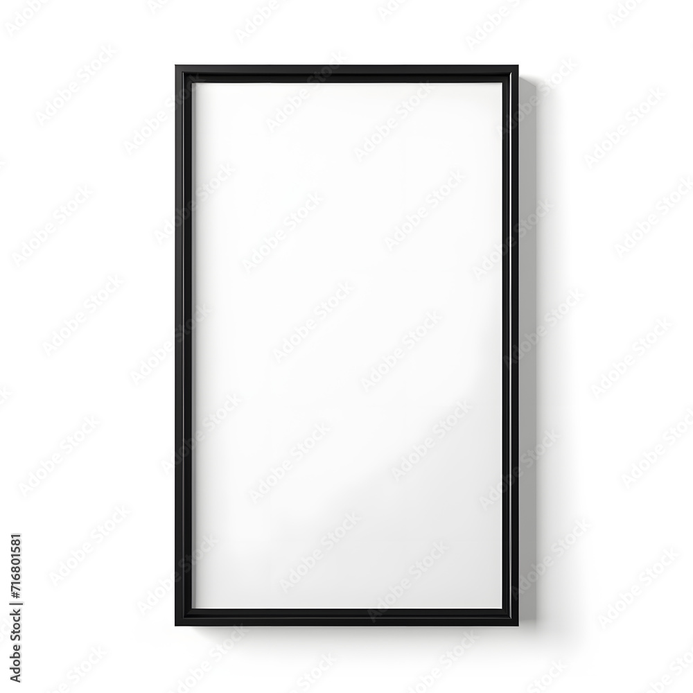 Black wooden square picture frame on white background