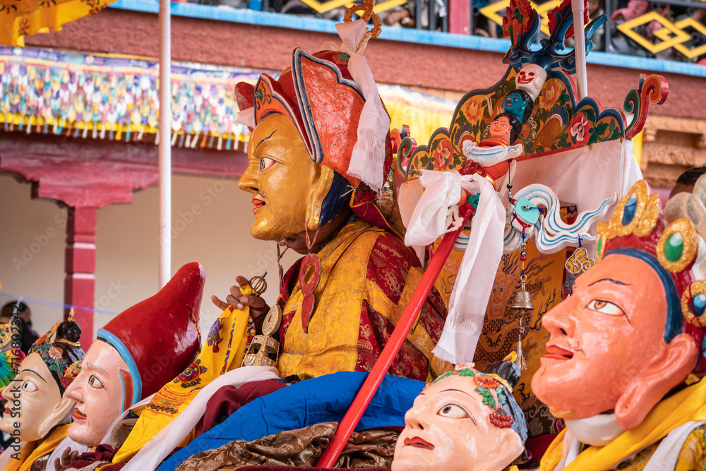 Obraz premium Buddhist mystery Tsam, Mask Dance in the Tibetan monastery, Leh, Ladakh, India