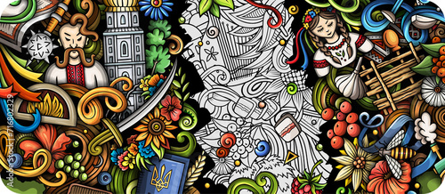 Ukraine doodle cartoon banner design © balabolka