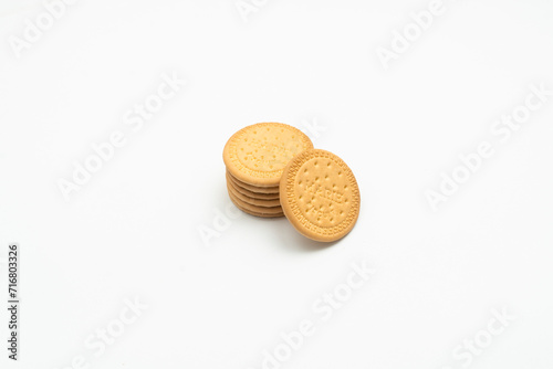 Tasty round biscuits isolated on white background