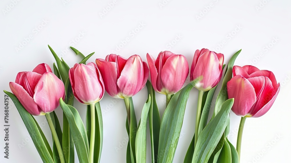 Isolated on a white background, tulips for Women's Day on March 8th Isolated on a white background, tulips for Women's Day on March 8th