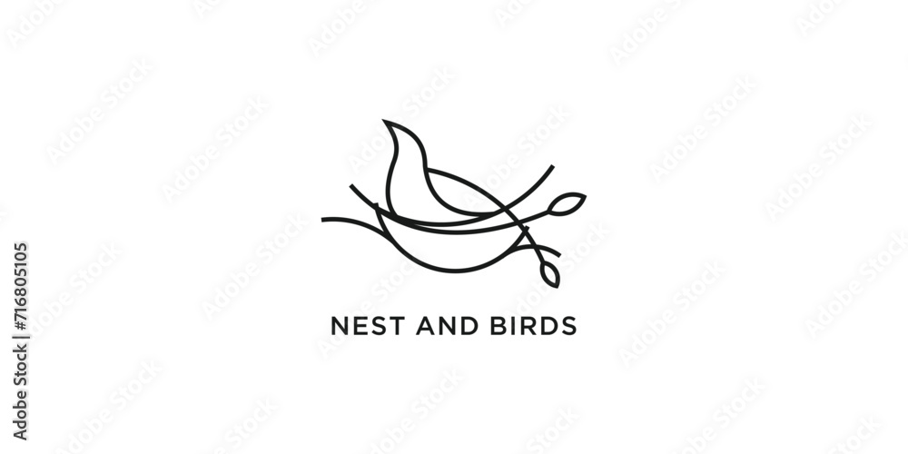 Fototapeta premium bird nest leaf logo