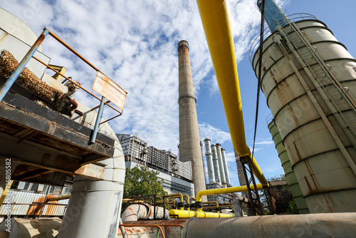 Industrial shot with a thermoelectrical power plant photo