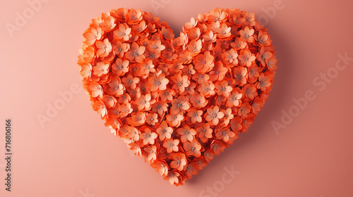 Love and Fashion Unite in this Living Coral Valentine's Day Image. Heart-shaped Flowers on an Isolated Background with Copy Space for Promotional Content. Perfect for Fashion and Love-themed Designs