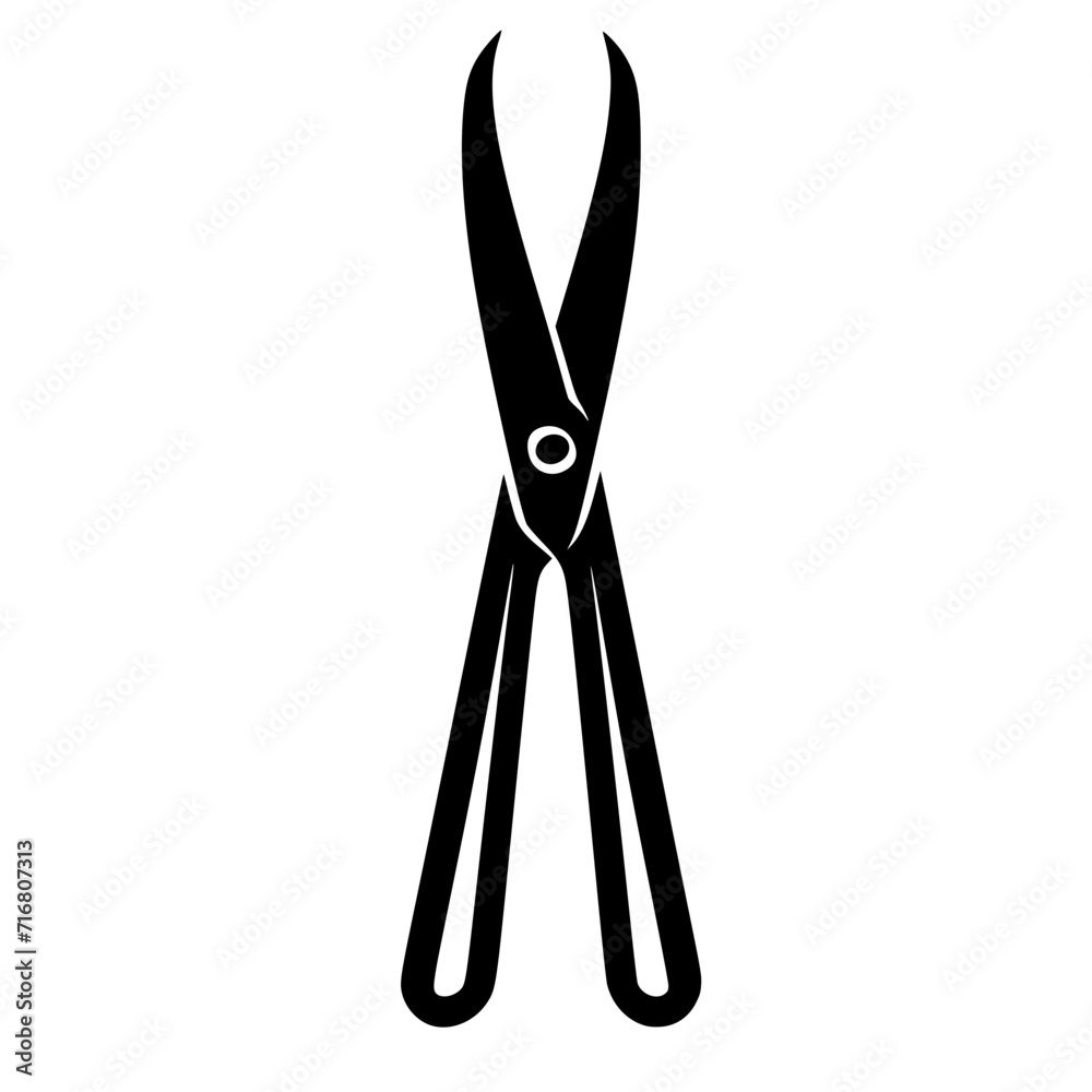 Scissors and Tweezers Black and White Silhouette Vector SVG Laser Cut Print