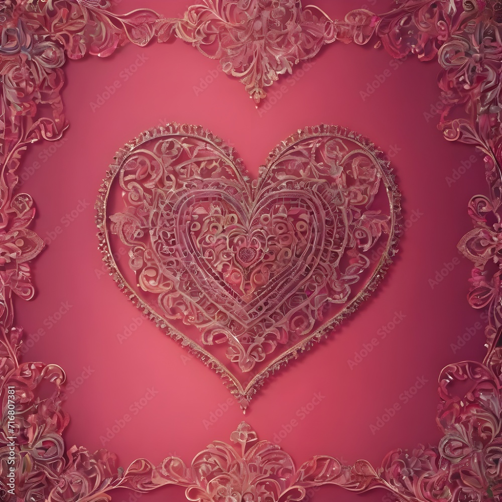 A beautifully drawn (((heart))), intricate details and ornate patterns, created with a (generative algorithm) for a modern Valentine's Day themed wedding backdrop 