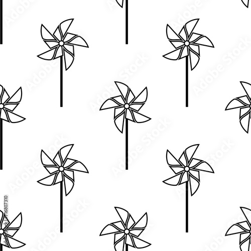 Windmill Toy Icon Seamless Pattern, Diagonal Folded Paper Toy