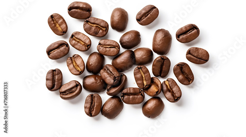 Coffee beans isolated on white background,closeup front