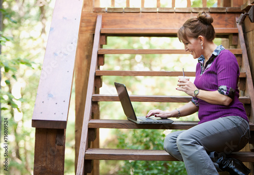 Working: Having Yogurt Outside While Working