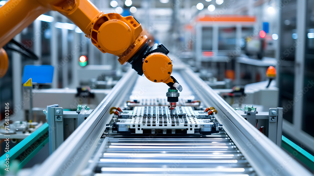 Robotic arm assembling electronic components Robotic arm assembling electronic components