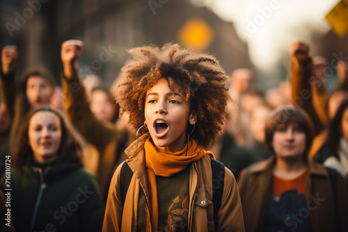 A powerful image of youth activists organizing a peaceful demonstration, using their voices and intelligence to advocate for positive social change. © Anastasia