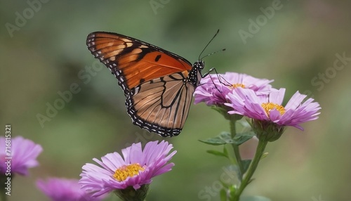 monarch butterfly on flower wallpaper - created with generative ai