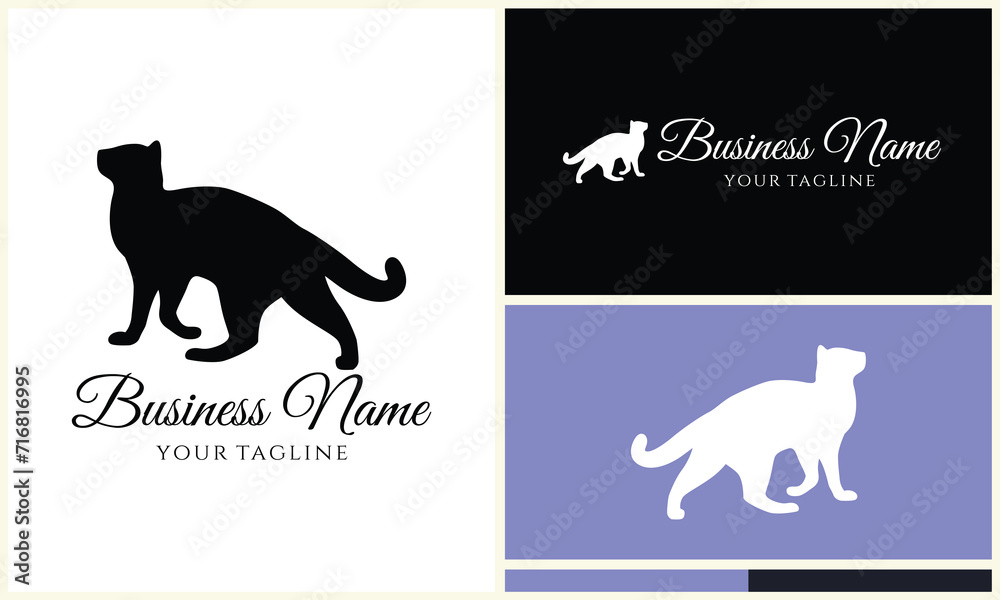 silhouette vector cat logo template