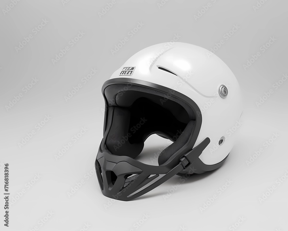 Fototapeta premium White Motorcycle Helmet with Black Interior