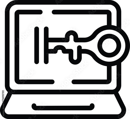 Social media key icon outline vector. Virus bug. Scammer password