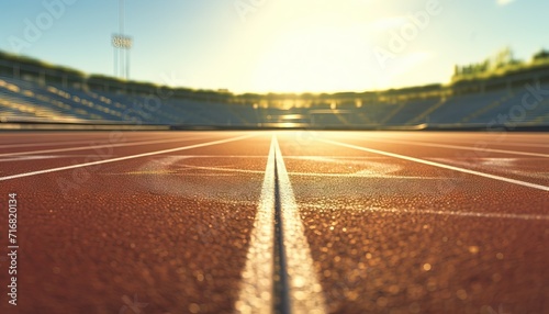 close up top view of running track,clean detail nature light photorealistic Generative AI photo