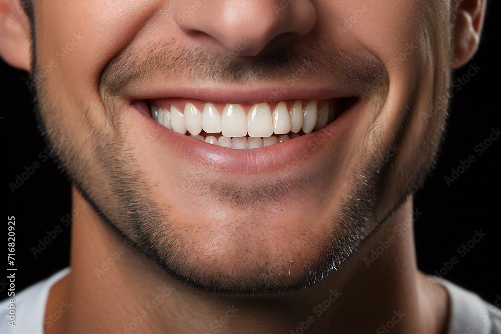 A close-up of a man's smile, showing off his white teeth,ai generated A close-up of a man's smile, showing off his white teeth,ai generated