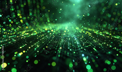 Quantum computer technologies background blue and green colour