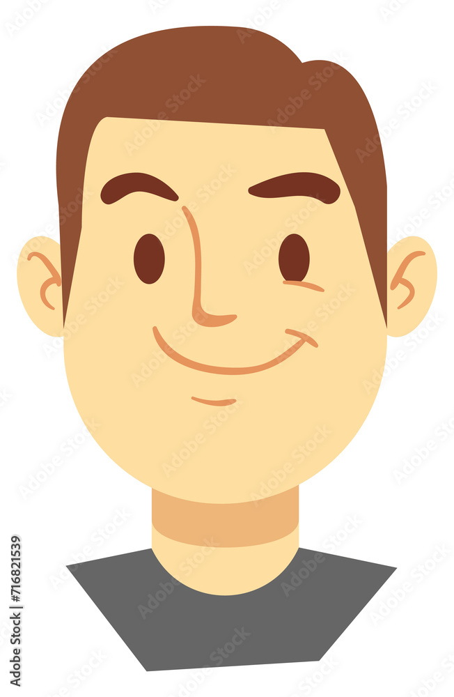 Smiling man portrait. Cartoon face. Happy person Smiling man portrait. Cartoon face. Happy person
