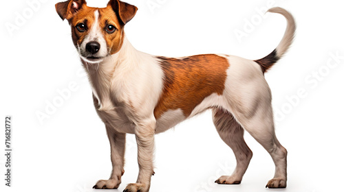 jack russell terrier standing on white background photo