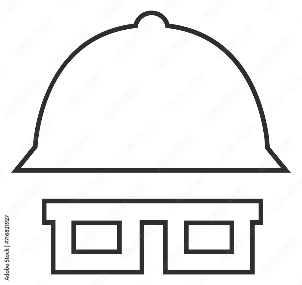 Hard hat and safety glasses line icon Hard hat and safety glasses line icon