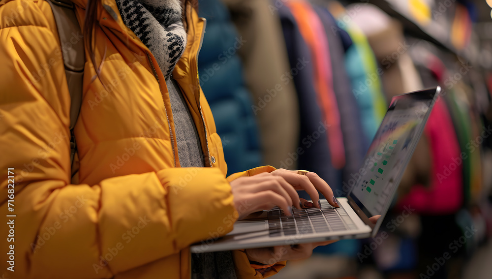 Shot of a young fashion designer using a laptop and mobile phone in her boutique Shot of a young fashion designer using a laptop and mobile phone in her boutique