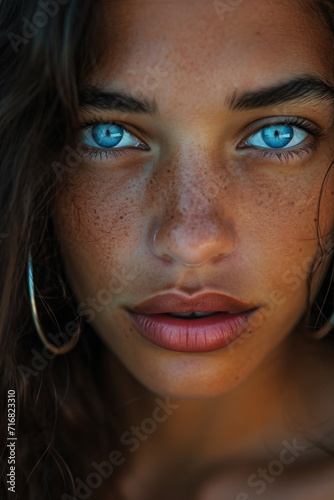A beautiful woman with piercing blue eyes © Dennis