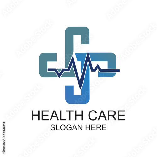 Health care logo design simple concept Premium vector