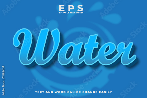 Water 3d text effect design template.