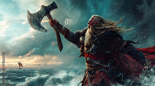 A fierce Viking berserker photo