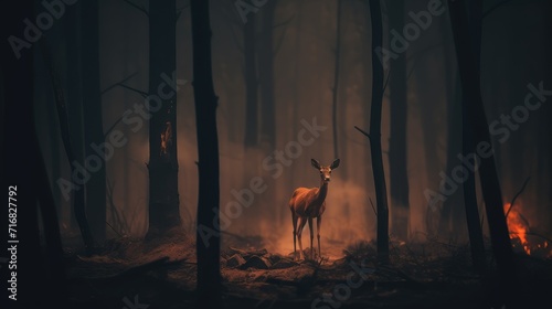 Valokuva The haunting image of a deer surrounded by flames serves as a stark reminder of