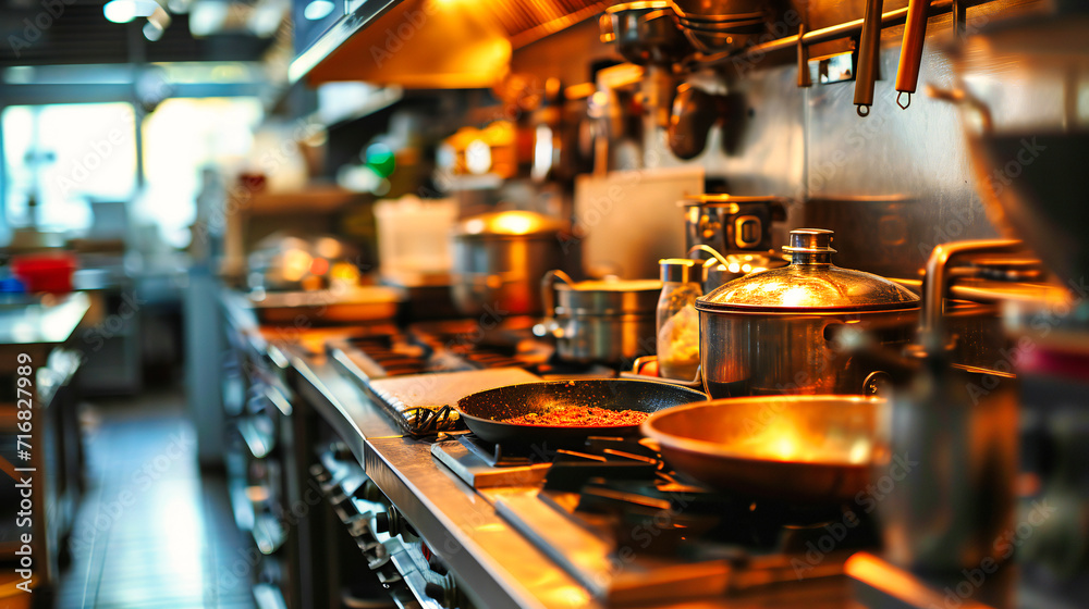 Culinary Craftsmanship: Busy Chefs at Work in a Professional Restaurant Kitchen