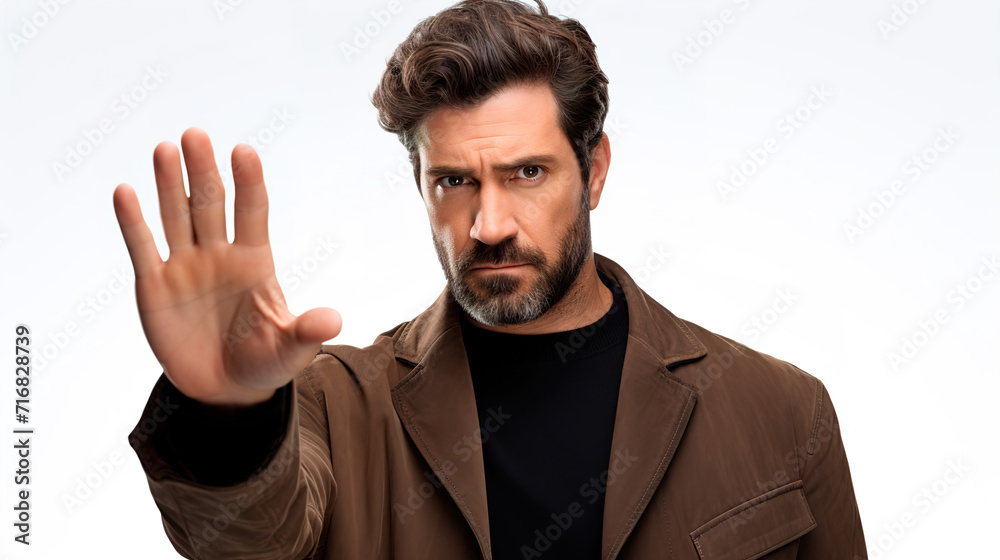 man showing stop with his hand man showing stop with his hand