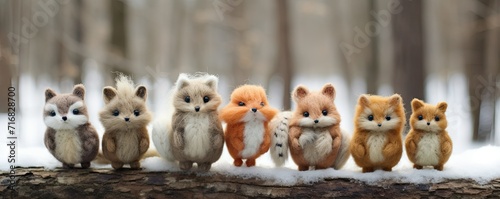 Winter-Themed Felt Animal Collection in Woods