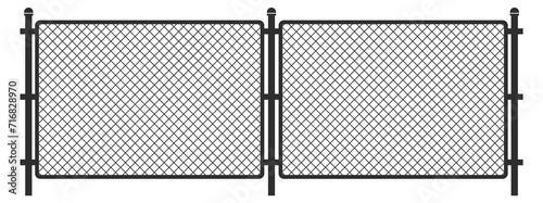 Metal grid fence. Barrier construction black icon