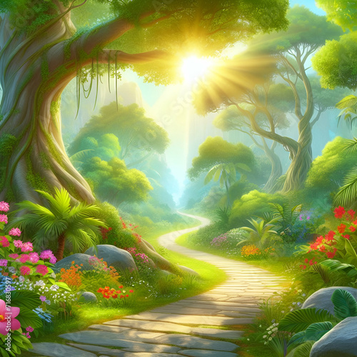 tropical island in the jungle