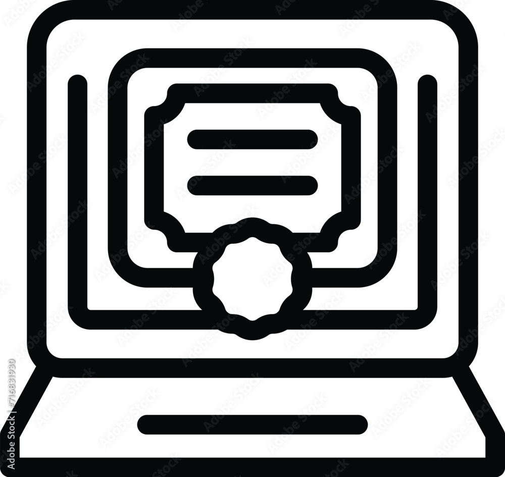 Laptop online lesson icon outline vector. Education espanol. Speak adult class Laptop online lesson icon outline vector. Education espanol. Speak adult class