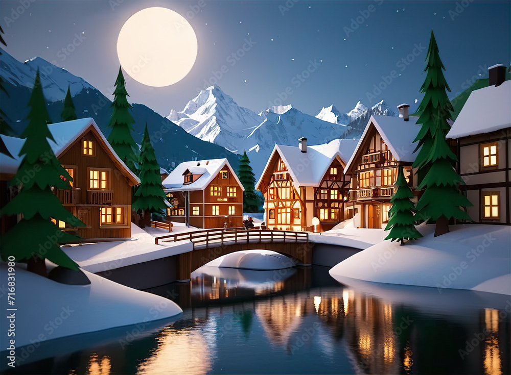 Fototapeta premium Village in the Alps