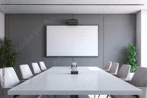 Modern Empty Meeting Room with Big Conference Table