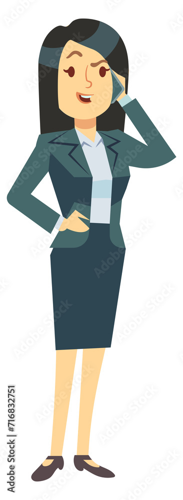Work call phone business woman cartoon character Work call phone business woman cartoon character