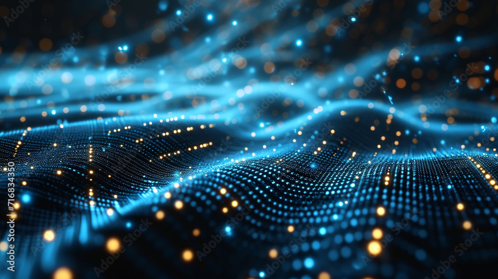 A 3D hologram of a complex algorithm graph used in data analysis, business, dynamic and dramatic compositions, with copy space